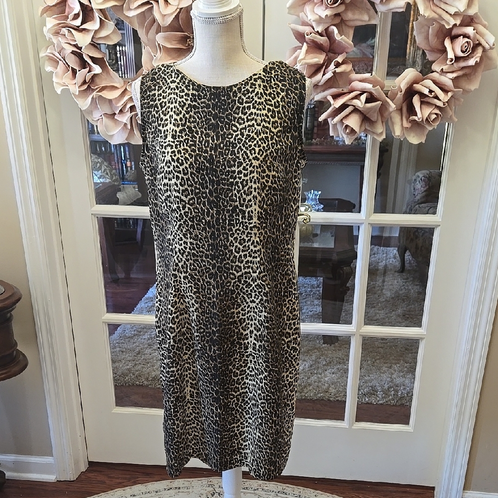 Betsy's Things Vintage Leopard Print Sleeveless Sheath Dress Size 12 Excellent
